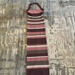Herve Leger Strapless Dress in Pink and Purple Stripes